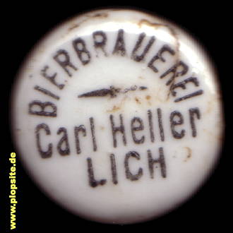 Picture of a ceramic Hutter stopper from: Bierbrauerei Carl Heller, Lich / Hessen, Germany