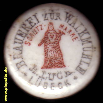 Picture of a ceramic Hutter stopper from: Brauerei zur Walkmühle, H. Lück, Lübeck, Germany