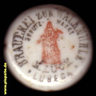 Picture of a ceramic Hutter stopper from: Brauerei zur Walkmühle, H. Lück, Lübeck, Germany