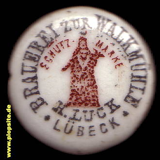 Picture of a ceramic Hutter stopper from: Brauerei zur Walkmühle, H. Lück, Lübeck, Germany