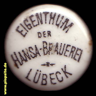 Picture of a ceramic Hutter stopper from: Hansa Brauerei, Lübeck, Germany
