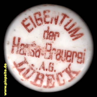 Picture of a ceramic Hutter stopper from: Hansa Brauerei AG, Lübeck, Germany
