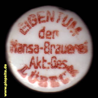 Picture of a ceramic Hutter stopper from: Hansa Brauerei AG, Lübeck, Germany