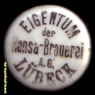 Picture of a ceramic Hutter stopper from: Hansa Brauerei AG, Lübeck, Germany