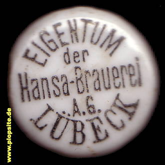 Picture of a ceramic Hutter stopper from: Hansa Brauerei AG, Lübeck, Germany