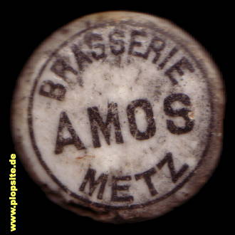 Picture of a ceramic Hutter stopper from: Brasserie Amos S.A., Metz, France