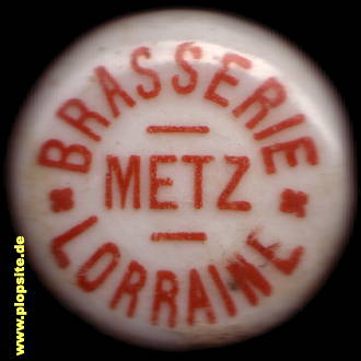 Picture of a ceramic Hutter stopper from: Brasserie Lorraine S.A., Metz, France