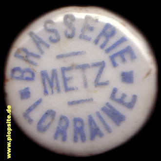 Picture of a ceramic Hutter stopper from: Brasserie Lorraine S.A., Metz, France