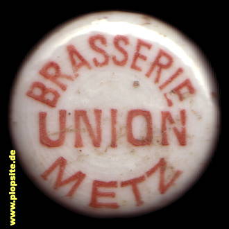 Picture of a ceramic Hutter stopper from: Brasserie Union, Metz, France