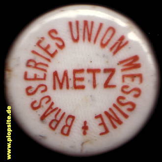 Picture of a ceramic Hutter stopper from: Brasseries Union-Messine S.A., Metz, France