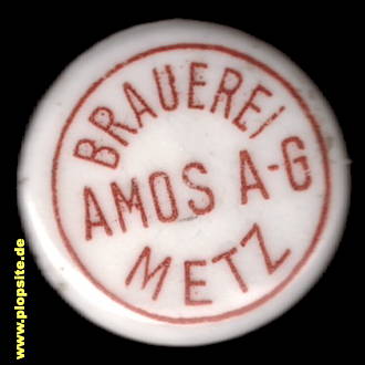 Picture of a ceramic Hutter stopper from: Brauerei Amos AG, Metz, France