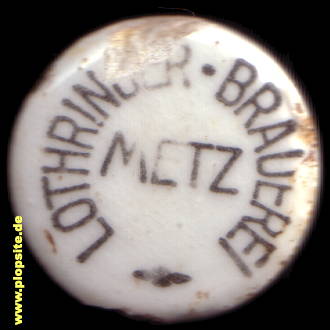 Picture of a ceramic Hutter stopper from: Lothringer Brauerei AG, Metz, France