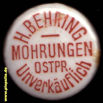 Bügelverschluss aus: Brauerei Hermann Behring, Mohrungen, Morąg, Polen