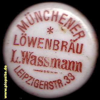 Picture of a ceramic Hutter stopper from: Löwenbräu Wassmann, München, Germany