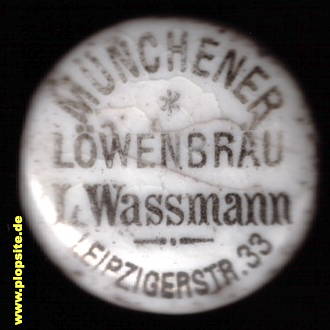 Picture of a ceramic Hutter stopper from: Löwenbräu Wassmann, München, Germany