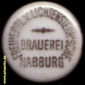 Picture of a ceramic Hutter stopper from: Freiherrlich von Lichtenstein'sche Brauerei, Nabburg, Germany