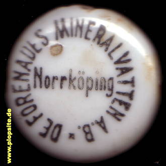 Picture of a ceramic Hutter stopper from: Norrköping, De Forenhaues Mineralvatten A.B.,  SE, unbekannt, Sweden