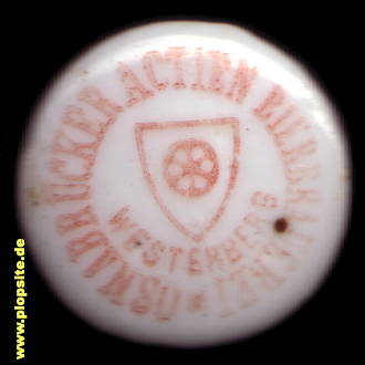Picture of a ceramic Hutter stopper from: Actienbierbrauerei Westerberg, Osnabrück, Ossenbrügge, Germany