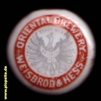 Picture of a ceramic Hutter stopper from: Weisbrod & Hess Oriental Brewery, Philadelphia, PA, USA