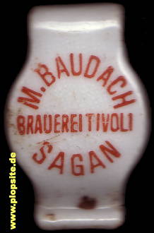 Picture of a ceramic Hutter stopper from: Tivoli Brauerei Moritz Baudach, Sagan, Żagań, Poland