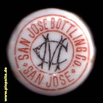 Picture of a ceramic Hutter stopper from: San Jose, CA, Bottling Co.,  US, unbekannt, USA