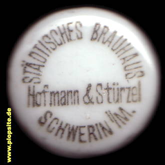 Picture of a ceramic Hutter stopper from: Städtisches Brauhaus Hofmann & Stürzel, Schwerin, Germany