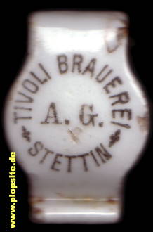 Picture of a ceramic Hutter stopper from: Tivoli Brauerei AG, Stettin, Szczecin, Poland