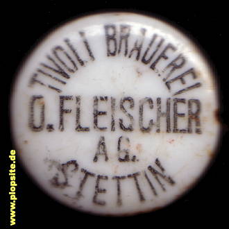 Picture of a ceramic Hutter stopper from: Tivoli Brauerei AG Fleischer, Stettin, Szczecin, Poland
