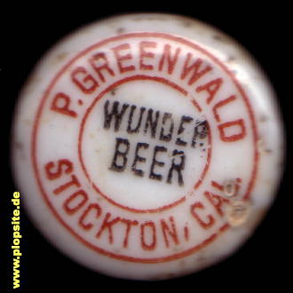 Bügelverschluss aus: Stockton, CA, P. Greenwald Wunder Beer,  US, unbekannt, USA