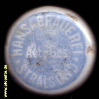 Picture of a ceramic Hutter stopper from: Hansa Brauerei AG, Stralsund, Hansestadt Stralsund, Germany