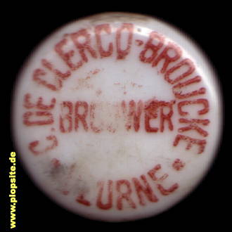 Picture of a ceramic Hutter stopper from: Brouwer C. de Clercq-Broucke, Anvers - Deurne, Antwerpen, Belgium