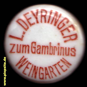 BŸügelverschluss aus: Brauerei zum Gambrinus, Leonhard Deyringer, Weingarten / Württemberg, Deutschland