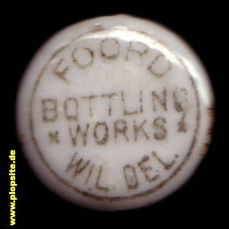 Picture of a ceramic Hutter stopper from: Wilmington, DE, Foord Bottling Works,  US, unbekannt, USA