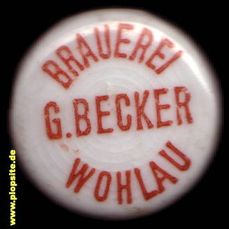 Bügelverschluss aus: Brauerei Gustav Becker, Wohlau, Wołów, Polen