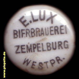 BŸügelverschluss aus: Bierbrauerei und Mälzerei E. Lux, Zempelburg, Sępólno Krajeńskie, Polen