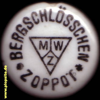 Picture of a ceramic Hutter stopper from: Bergschlößchen-Brauerei Michael Wanninger, Zoppot, Sopot, Poland